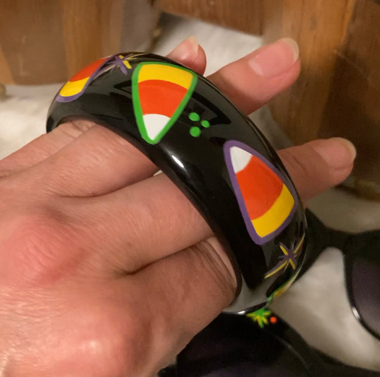 Hand Painted Bangle - Candy Corn!