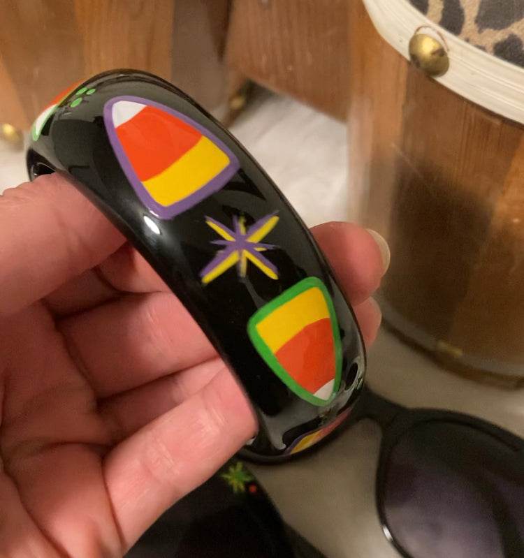 Hand Painted Bangle - Candy Corn!