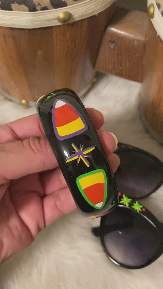Hand Painted Bangle - Candy Corn!