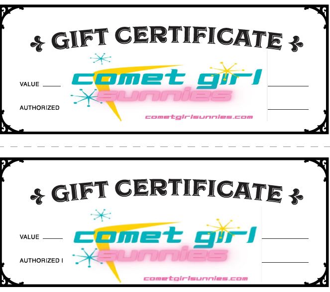Comet Girl Sunnies Gift Certificate!